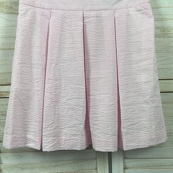Lauren James Pink Pleated Seersucker Preppy Skirt Medium - Picture 2 of 9